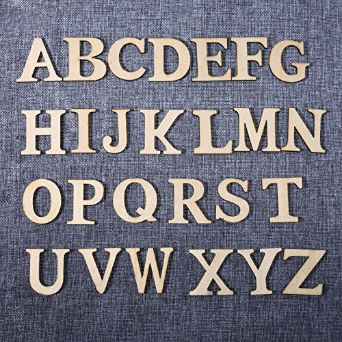 SATINIOR 124 Pieces Totally Wooden Capital Letter Wood Lower Case Letters Wooden Numbers for Arts Crafts DIY Decoration Displays