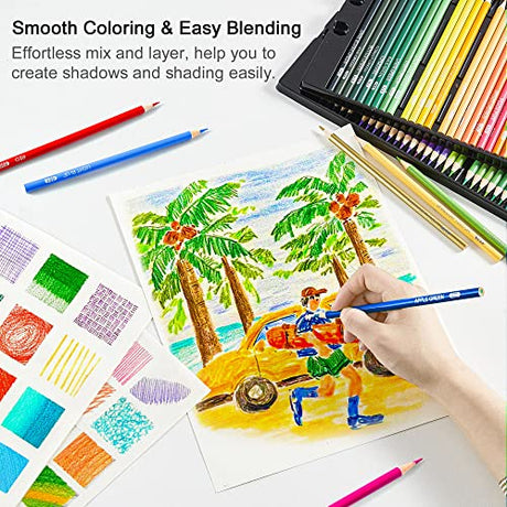 Shuttle Art 172 Colored Pencils, Soft Core Color Pencil Set for Adult Coloring Books Artist Drawing Sketching Crafting Shuttle Art