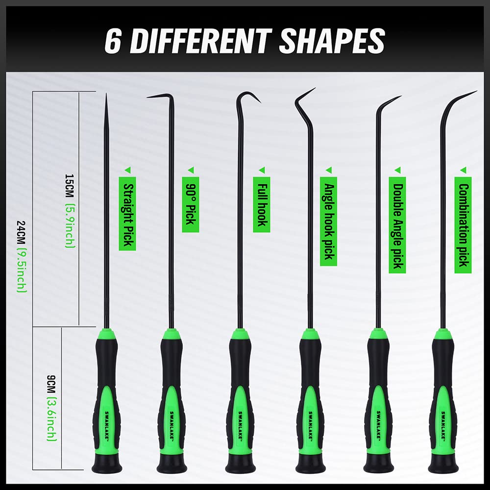 SWANLAKE Pick and Hook Set, Pick Tool Set for Car Auto Oil Seal/O-Ring Seal Gasket Pick Mini Hooks Puller Remover (6PCS) SWANLAKE GARDEN TOOLS