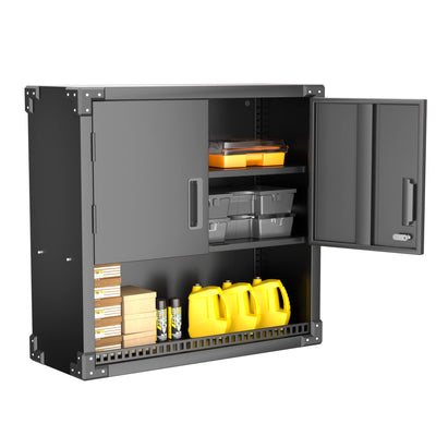 Aobabo Metal Wall Storage Cabinet with Locking Door and 1 Shelf 1 Opened Drawer, Wall-Mounted Storage Cabinet for