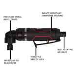 JET 1/4-Inch Pneumatic Right-Angle Die Grinder, 12000 RPM (JAT-482) Jet