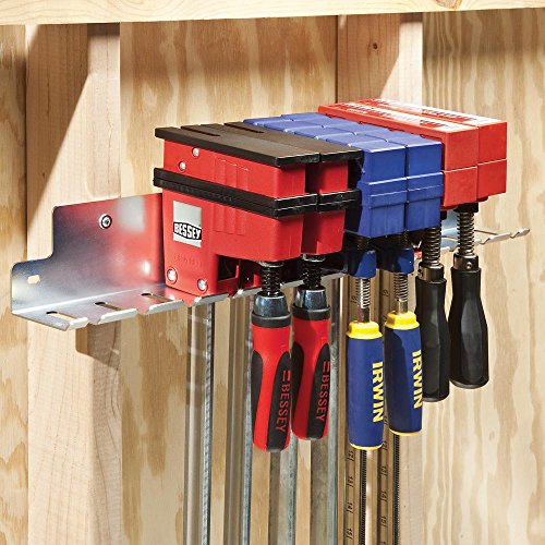 Rockler 24” Parallel Clamp Rack - Helps to Store Heavy Duty Clamps – Durable Galvanized Steel Parallel Clamps – Rack Stores Clamps up to 24” Wide - - WoodArtSupply