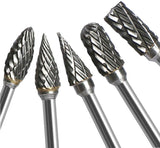Double Cut Carbide Rotary Burr Set - 10 Pcs 1/8" Shank, 1/4" Head Length Tungsten Steel for Woodworking,Drilling, Metal Carving, Engraving, Polishing WoodArtSupply