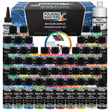 U.S. Art Supply Pouring Masters 48 Color Ready to Pour Acrylic Pouring Paint Set - Premium Pre-Mixed High Flow 2-Ounce Bottles - for Canvas, Wood, U.S. Art Supply
