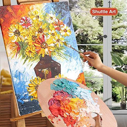 Shuttle Art Acrylic Painting Bundle, Set for 18 Colors Acrylic Paint Pouch (120ml/4oz) + 52 Multi Pack Painting Canvas Panels Shuttle Art