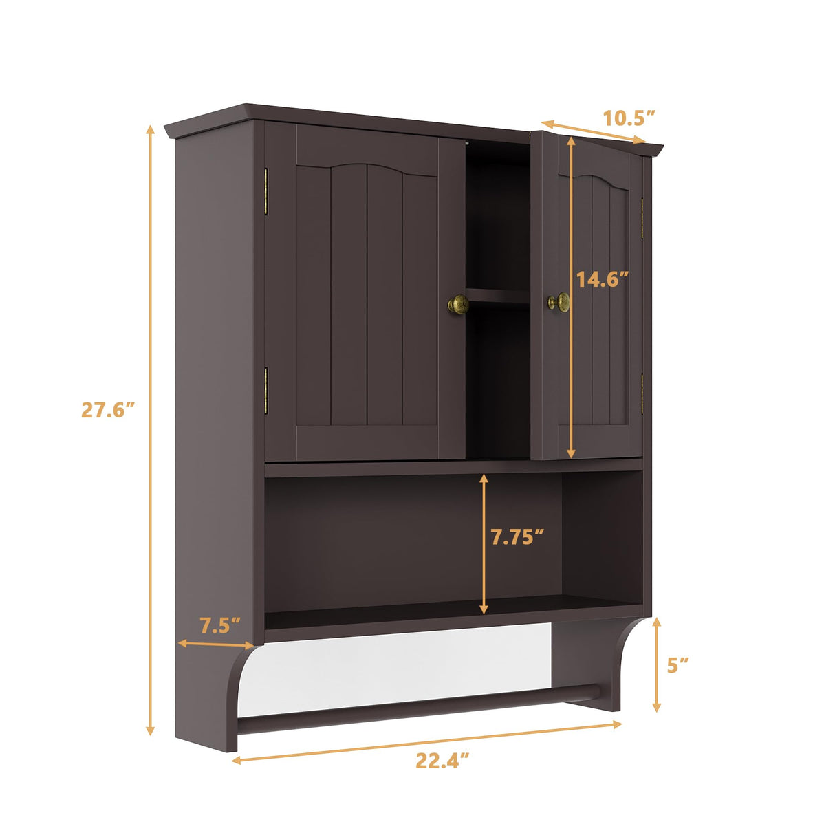 Mino Kesper Wooden Bathroom Wall Cabinet with Adjustable Shelf and Towel Rack Mino Kesper