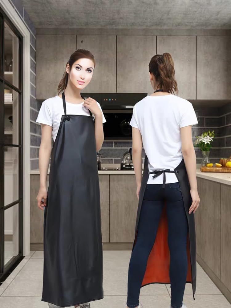 Waterproof Apron Rubber Vinyl, Heavy Duty 43" x 31" Plastic Apron Keeps You Clean and Dry When Dishwashing, Lab Work, Butcher, Dog Grooming, Cleaning - WoodArtSupply