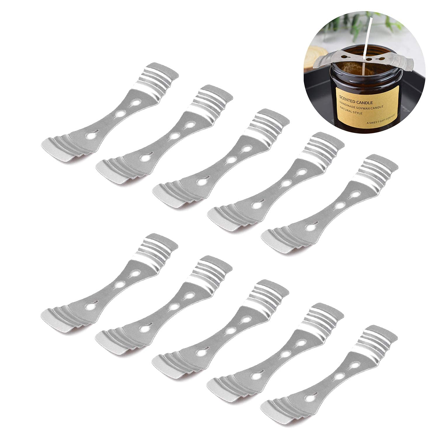 DINGPAI 20pcs Metal Candle Wick Centering Devices, Silver Stainless Steel Candle Wick Holder for Candle Making DINGPAI