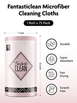 Fantasticlean Microfiber Cleaning Cloth Roll -75 Pack, 12x12", Tear Away Towels, Reusable Washable Rags (Pink) Fantasticlean