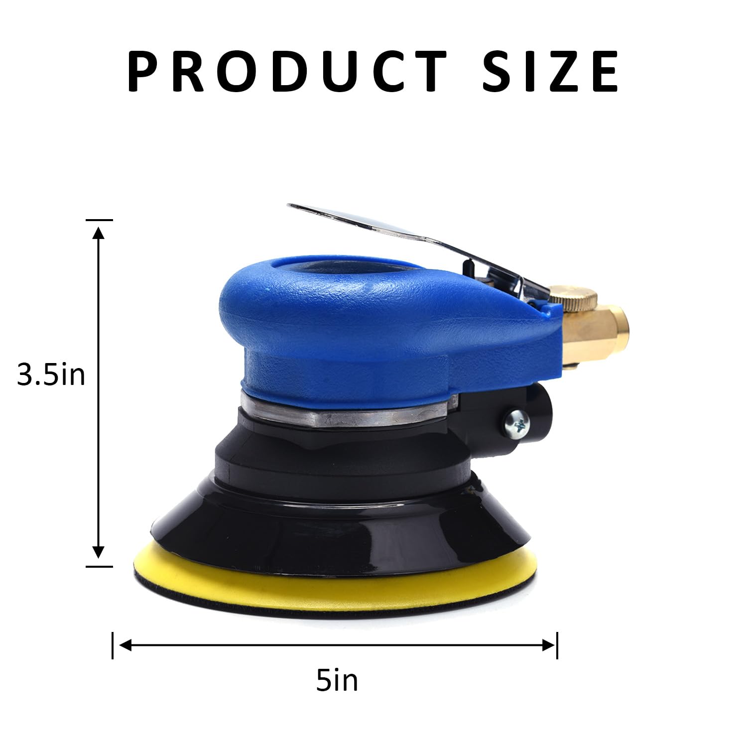 ZHONG AN 5 inch Pneumatic Orbital Sander, Daul Action Air Sander with Hook and Loop Sanding Pad for Woodworking, Autobody Work - WoodArtSupply