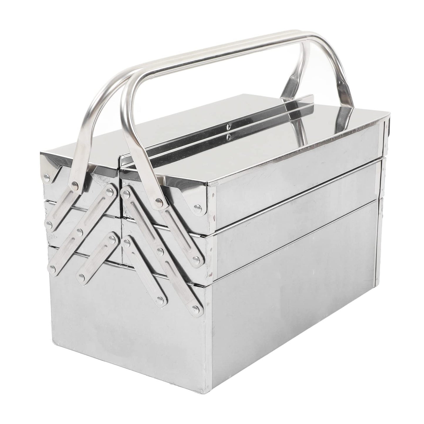 Portable Cantilever Tool Box Crafted from Stainless Steel with 5 Tray Cantilever for Home and Auto Repair Folding Metal Toolbox. (460)