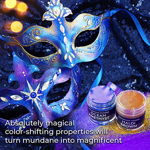 ALEXES Chameleon Mica Powder – Epoxy Resin Color Pigment Powder - Color Shift Mica Powder -16 Colors Jars Set - Holographic Mica Powder ALEXES