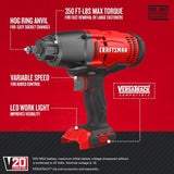 CRAFTSMAN V20 Cordless Impact Wrench, 1/2 inch, Bare Tool Only (CMCF900B) Craftsman