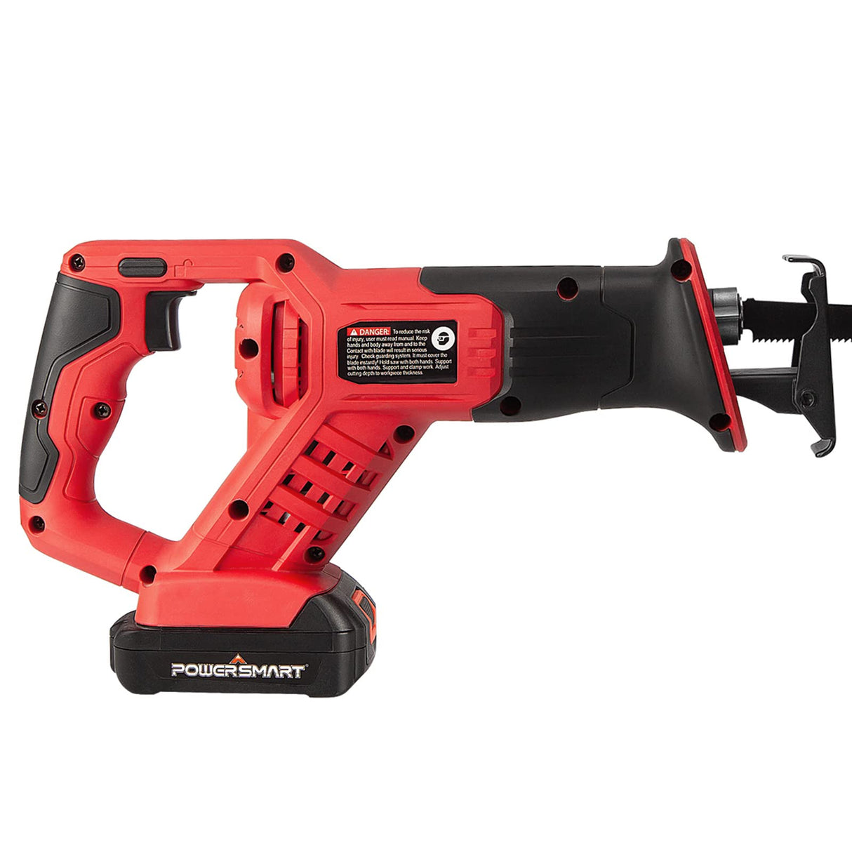 PowerSmart 20V Cordless Reciprocating Saw with 2.0Ah Battery and Charger, 3pcs Wood Blades and 2pcs Metal Blades Included PowerSmart