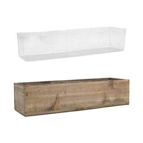 CYS EXCEL Brown Wooden Planter Box (17"x5" H:4") with Removable Plastic Liner | Multiple Colors Rustic Rectangle Indoor Decorative Box CYS EXCEL