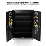 VINGLI Upgraded 72" Tall & Wide Metal Storage Cabinet with Pegboards in Doors and 4 Adjustable Shelves, Black Garage Cabinet and Storage System with VINGLI