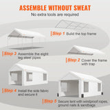 VEVOR Carport, 10x20ft Heavy Duty Car Canopy, Portable Garage with Roll-up Ventilated Windows & Removable Sidewalls, UV Resistant Waterproof VEVOR