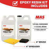 MAS Table Top Pro (1-Gallon Kit) | Crystal Clear Casting for DIY Arts and Crafts Projects | 2-Part Resin and Hardener Epoxy Kit | for Countertops, MAS
