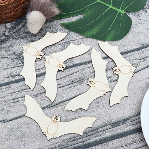 LIOOBO 20PCS Halloween Ghost Festival Decoration Props Puzzle Graffiti Wood Chip Bat Wooden Pendant for Arts and DIY Crafts Creative Decorations LIOOBO