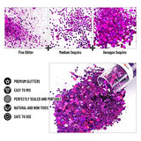 HTVRONT Holographic Chunky Glitter for Resin - 15 Colors Holographic, 150g/5.3oz Craft Glitter Set, Chunky Glitter for Tumblers, Craft, Body, Face, HTVRONT