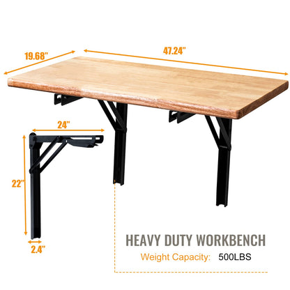 Wallmaster Wall Mounted Folding Workbench Heavy Duty Fold Down Table Utility Bench Solutions Laundry Shelf Wall Desk with Metal Shelf Bracket (47 x - WoodArtSupply