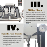 TECHTONGDA High-Precision Mini Milling Machine MT3 with Brushless Motor and Digital Readout Benchtop Mill/Drill for Fine Metal & Wood Processing TECHTONGDA