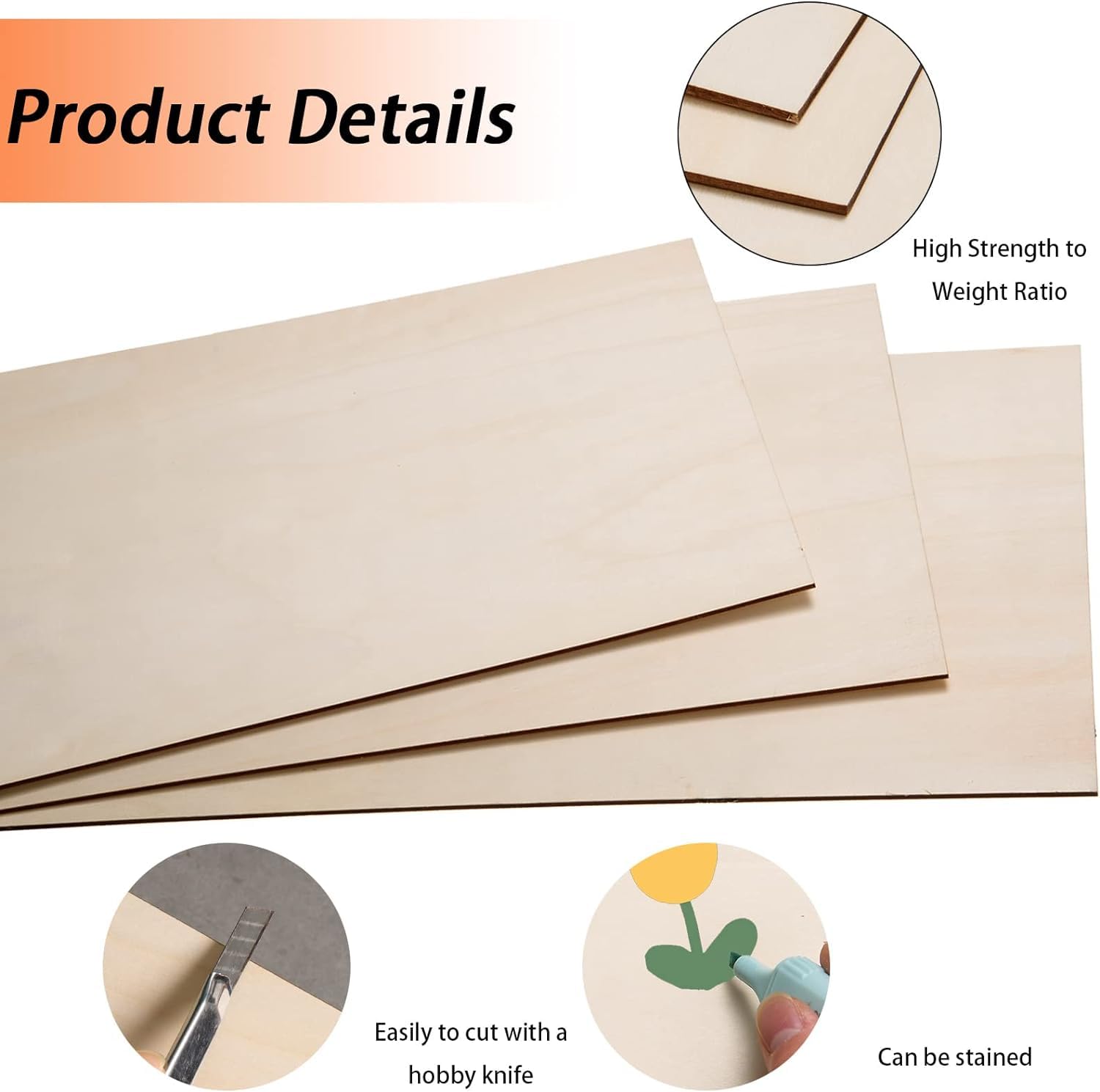 AWIZOM 36 Pack Basswood Sheets for Crafts 12 x 24 x 1/8 Inch- 3mm Thick Plywood Sheets with Smooth Surfaces Unfinished Rectangular Wood Boards for AWIZOM