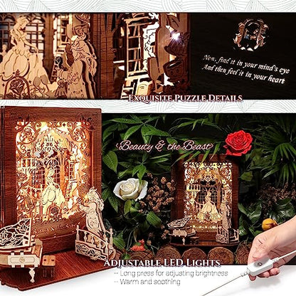 FUNPOLA Beauty and The Beast 3D Puzzle Nightlight – LED 3D Puzzle Gifts – 3D Wood Puzzles Storybook Nightlight Home Décor for Kids and Adults