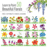 FolkArt Z' Floral One Stroke Kit, Including 10 Multi-Surface Paints, 5 Brushes, 50 Full-Color Teaching Guides, 1 Floating Medium, and a Wood Storage FolkArt