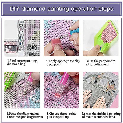 Flower Diamond Painting Kits, 5D Diamond Art Kits Full Drill Diamond Painting Kits for Adults, Painting with Diamonds Arts and Crafts for Adults