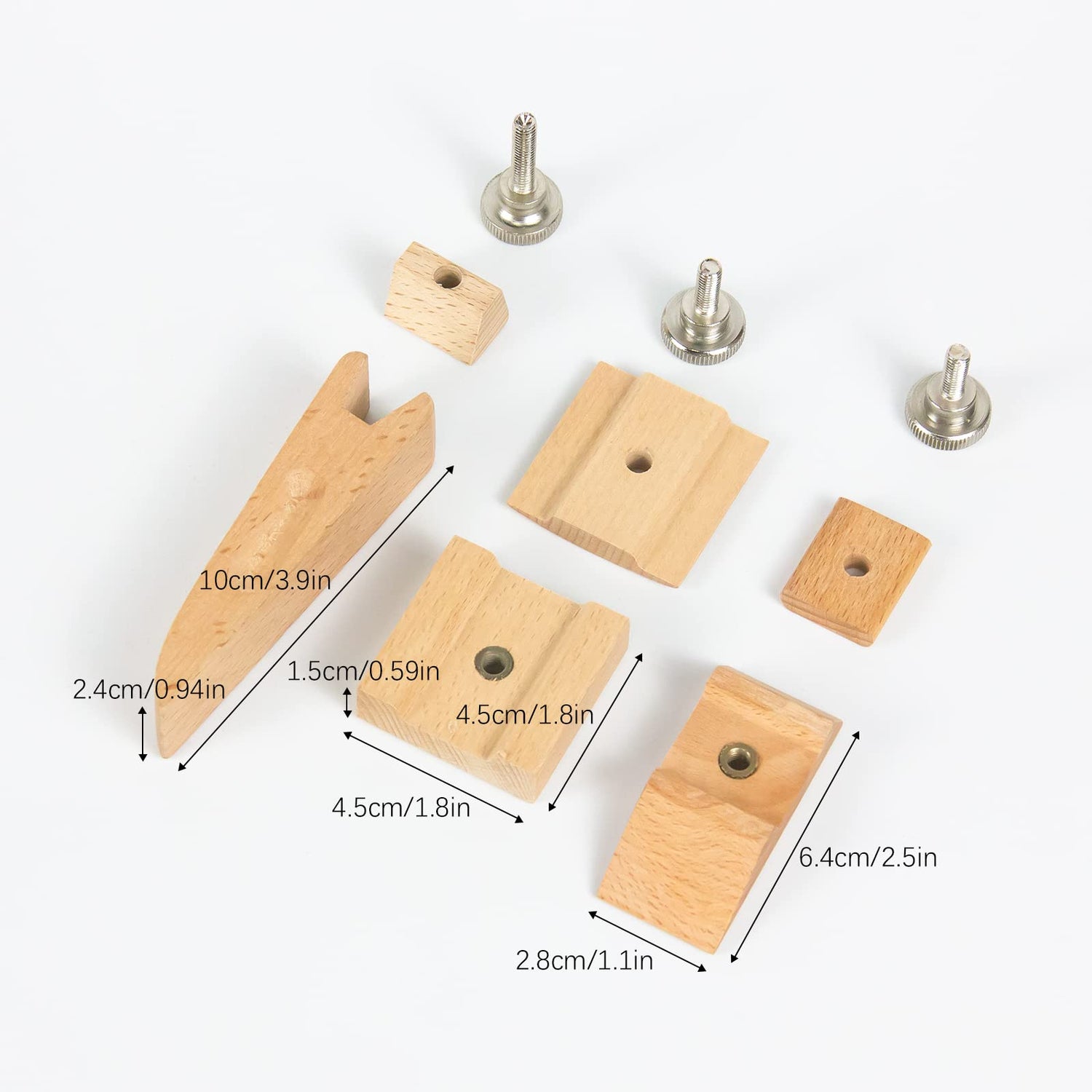 KVMORZE 3Pcs Wooden Sandpaper Block Set, Square Bevel Wedge Hand Sanding Block, Handmade Leather Edge Grinding Polishing Tool for DIY Leather Craft KVMORZE