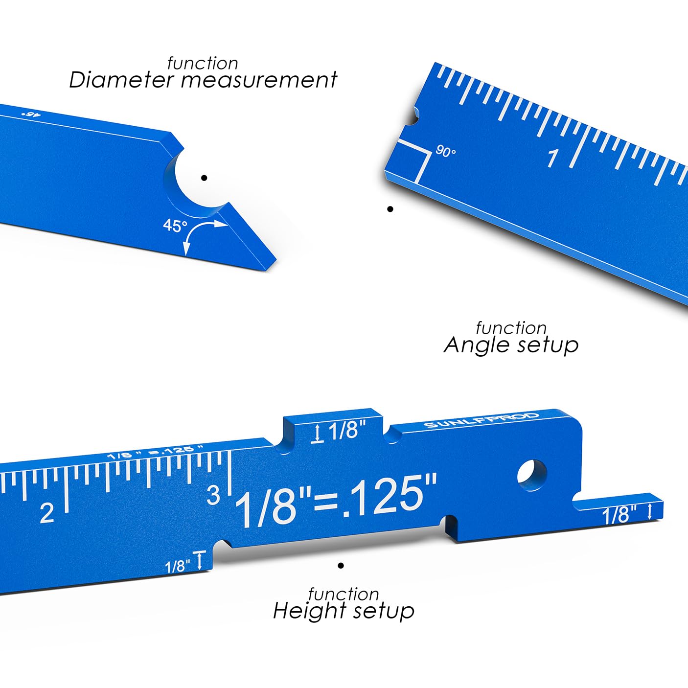 SUNLFPROD Router Table Setup Blocks,7pcs Aluminum Precision Router Table Setup Bar, Height Gauge, Setup Table Saw Angle Router Set Up Bar for - WoodArtSupply