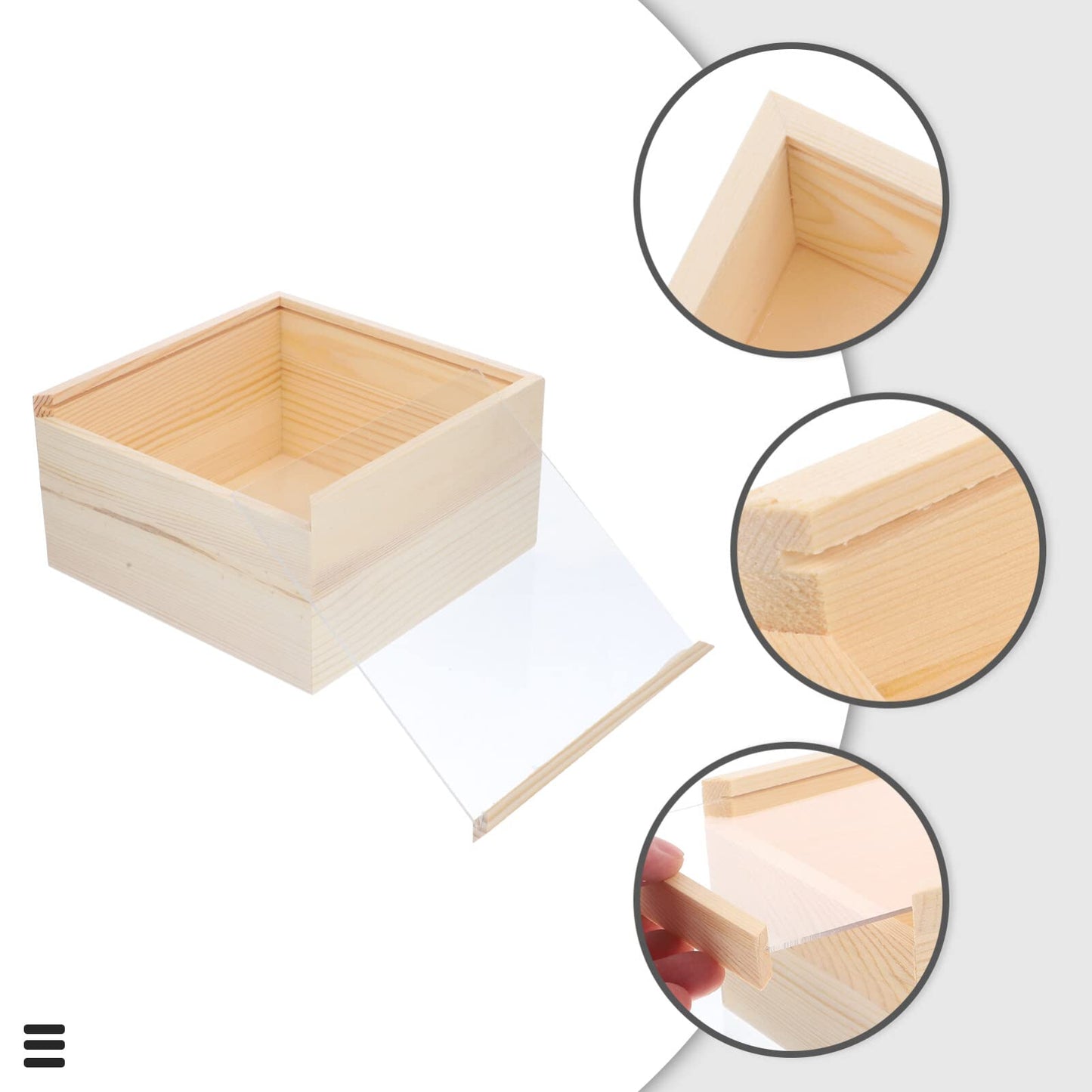 STOBOK Unfinished Wood Boxes Small Crafts Wooden Boxes with Clear Lid Decorative Jewelry Display Box for DIY Birthday Party Favor Gifts Supplies, - WoodArtSupply