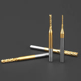 End Mill Sets, 10 Pieces Titanium Coat Carbide CNC Router Burrs End Milling Engraving Bits Drilling Hole Tool for PCB Circuit Board Plastic Fiber DKIBBITH