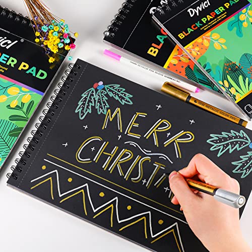 Dyvicl Metallic Marker Pens and Black Paper Pad - WoodArtSupply