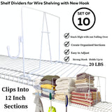 Evelots Wire Shelf Dividers 10 Pack with New Patent Pending Hooks for Extra Closet Storage & Organization for Home or Office -Tall Shelf Evelots