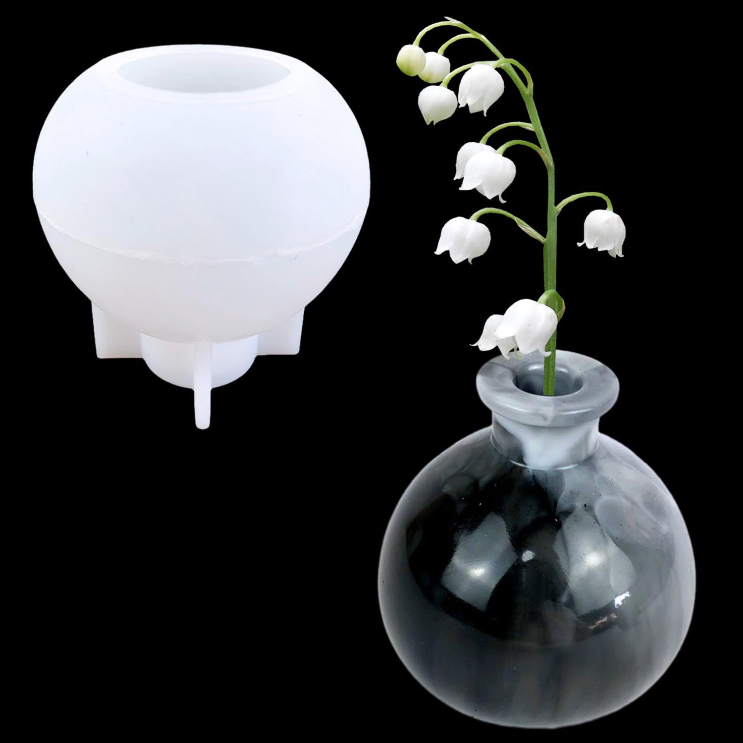 XYQHOAC Resin Vase Mold Round Vase Epoxy Resin Molds Silicone Casting Moulds for DIY Dried Flower Container Plant Propagation Station Makeup Brushes XYQHOAC