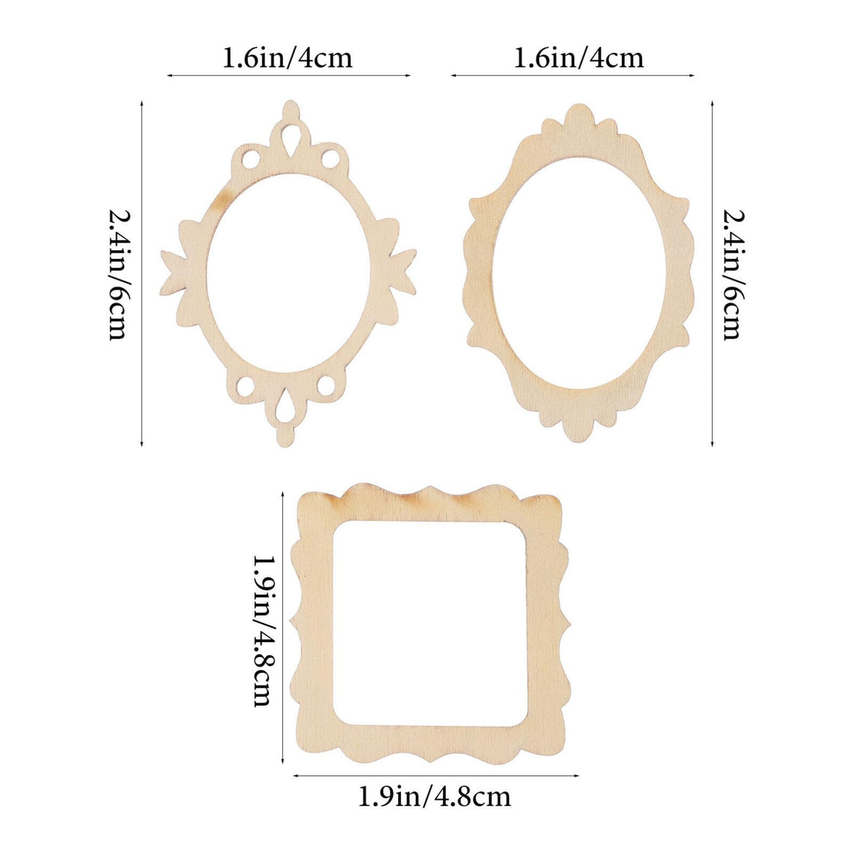 SEWACC 60 Pcs Unfinished Wood Photo Frame Pendants Wooden Cutouts Mini Picture Frame Wooden Shape Pieces for DIY Craft Ornaments Wood Picture Frames SEWACC
