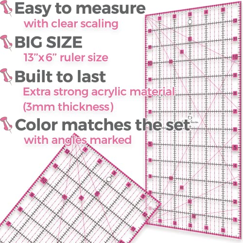 Rotary Cutter Set pink - Quilting Kit incl. 45mm Fabric Cutter, 5 Replacement Blades, A3 Cutting Mat, Acrylic Ruler and Craft Clips - Ideal for Honey's Heaven