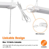 OOOLED 4FT Linkable 42W 4800LM 5000K LED Ceiling Lights for Garages, Pull Chain ON/Off, Linear Work Light Fixture with Plug, 2 Pack OOOLED