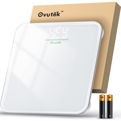 Ovutek Bathroom Scale for Body Weight, Highly Accurate Digital Weighing Machine for People, Upgraded Batteries Included, Compact Size, LED Display,