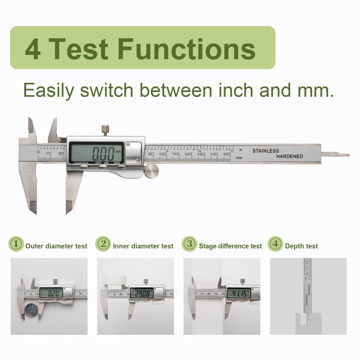 SCITOOLS All-Metal Digital Caliper 0-6"Measuring Tool, Micrometer Caliper with Auto-Off Feature, Interchangeable Between inches and millimeters for SCITOOLS