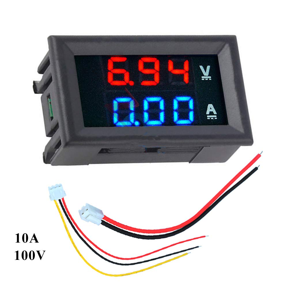 HiLetgo 2pcs 0.28" Digital Voltmeter Ammeter DC 100V 10A Amp Voltage Current Meter Tester 0.28 Inch 3 Bits Blue + Red Dual LED Display Panel with HiLetgo