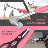 DNA MOTORING 39-Piece Household Tool Set General Repair Small Hand Tool Kit Storage Case for Home Garage Office College Dormitory Use, Pink, DNA MOTORING