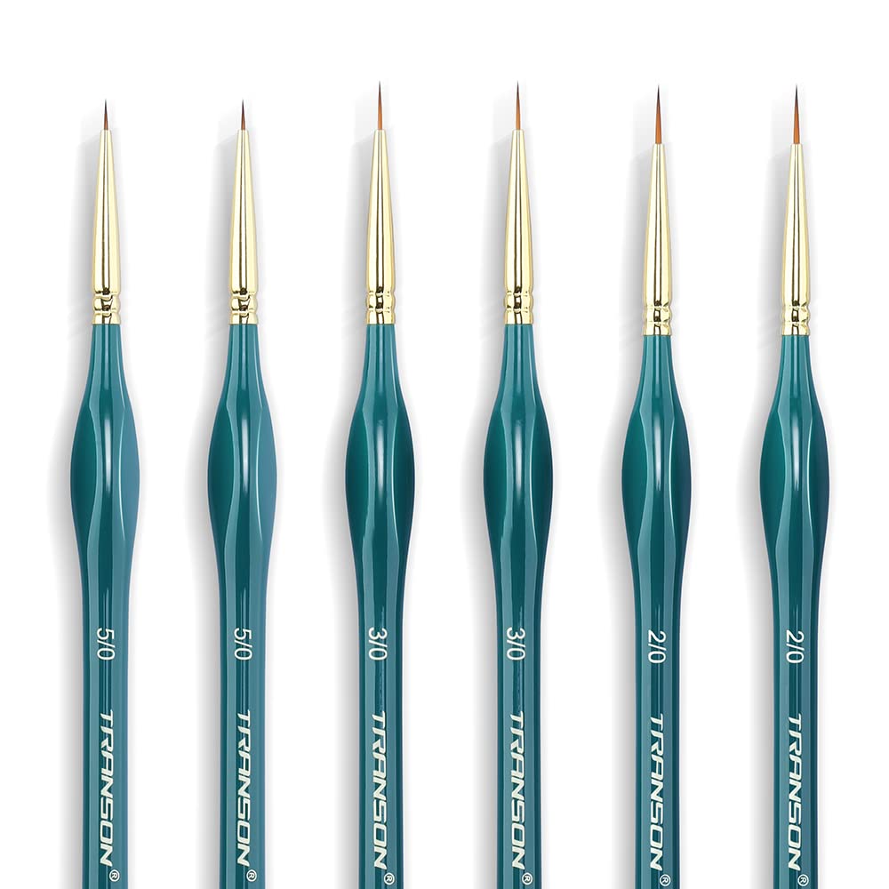 Transon Detail Thin Paint Brush Set 6pcs for Model Minature Craft and Art Painting Green TRANSON