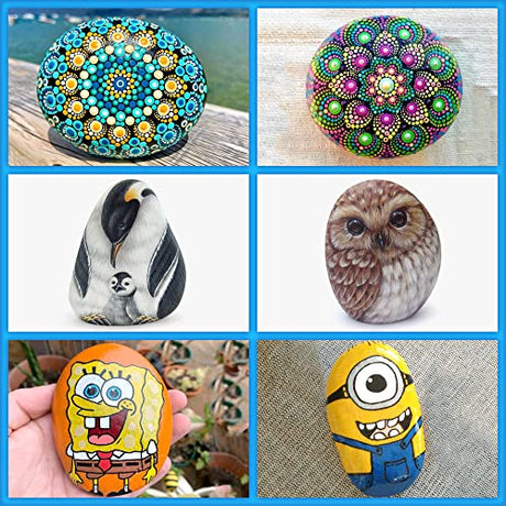 ROCART 12 Extra Large Smooth River Rocks for Painting, Flat Painting Rocks About 4 to 5 Inches in Length Perfect for Kindness Stones, Arts and ROCART