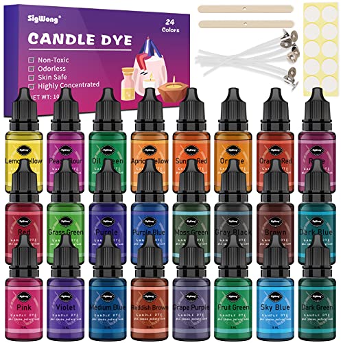 Candle Dye - 24 Colors Liquid Candle Making Dye for DIY candle making supplies Kit, Food Grade Ingredients Oil-Based Candle Coloring for Soy Wax - WoodArtSupply