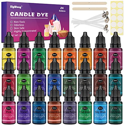 Candle Dye - 24 Colors Liquid Candle Making Dye for DIY candle making supplies Kit, Food Grade Ingredients Oil-Based Candle Coloring for Soy Wax