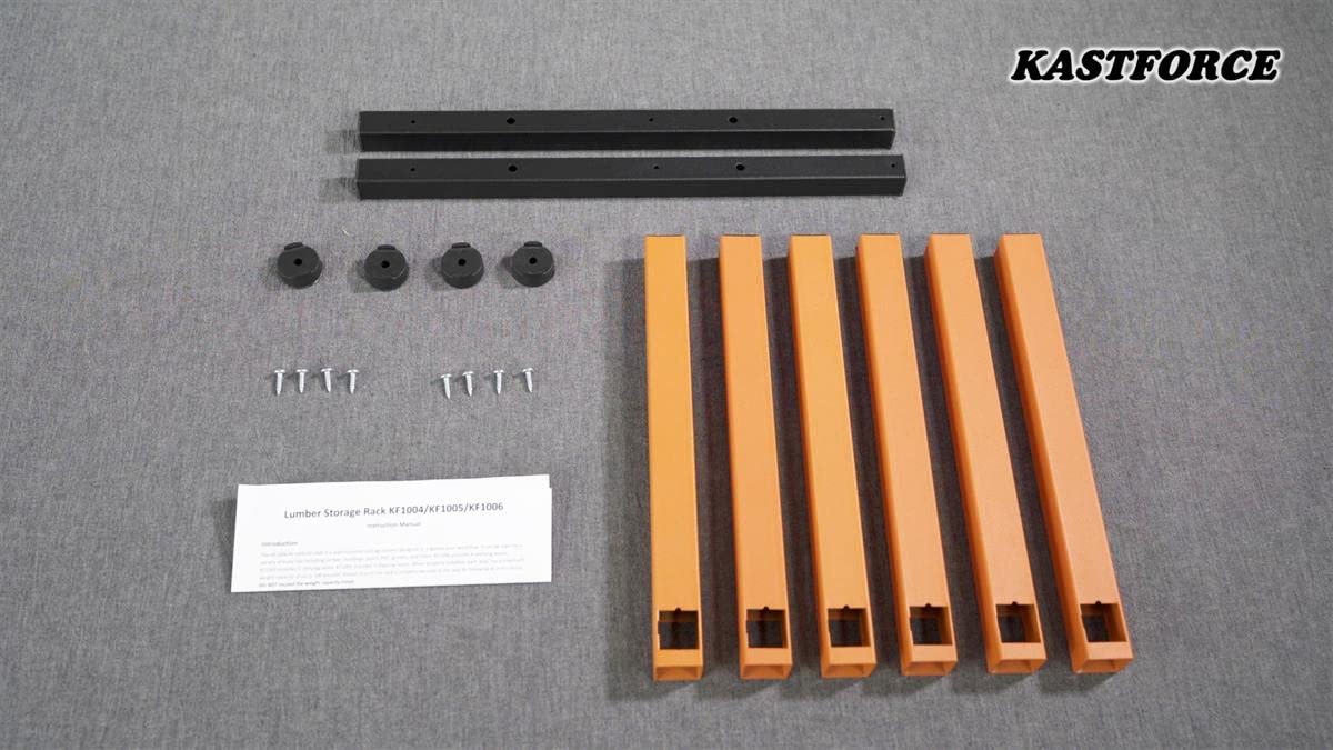 KASTFORCE KF1004 Lumber Storage Rack 3-Level System 110lbs 50 kg per Level with Durable Sheet Metal Screws, Wood Rack, Workshop Rack, Wall Screws KASTFORCE