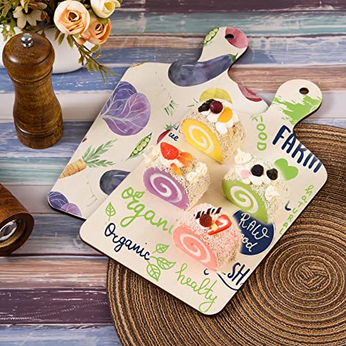 8 Pcs Wooden Cutting Board with Handle Rectangle Unfinished Wood Paddle Serving Chopping Board Cutout Blank Wood Charcuterie Cheese Board for DIY